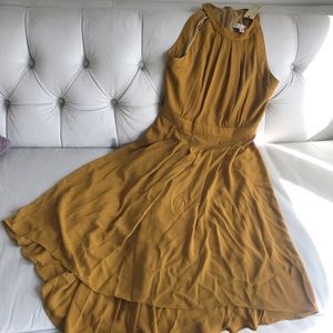 Dress- Yellow Mustard color - Halter Dress